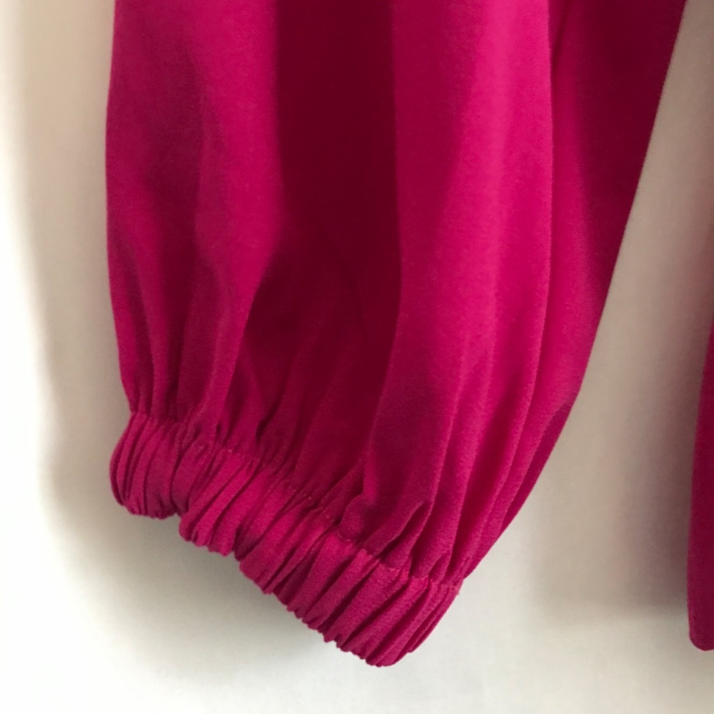 Tuckernuck Pomander Place Carlota Peplum Blouse M Fuchsia Long Sleeve Preppy - Picture 6 of 9